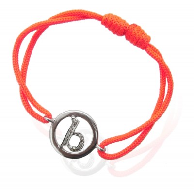 Lower Case Alphabets Bracelet with Diamonds in Silver on Size Adjustable Nylon Thread